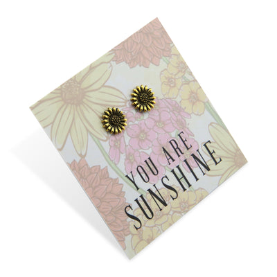Wildflower Collection - You Are Sunshine - Sunflower Earring Studs - Bright Gold (8606-F)