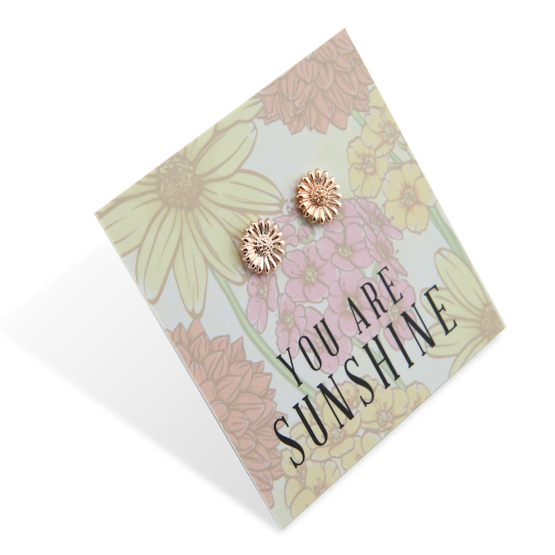 Wildflower Collection - You Are Sunshine - Sunflower Earring Studs - Rose Gold (8607-F)