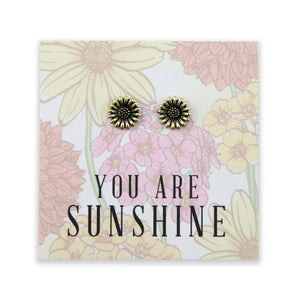 Wildflower Collection - You Are Sunshine - Sunflower Earring Studs - Vintage Gold (8811-R)