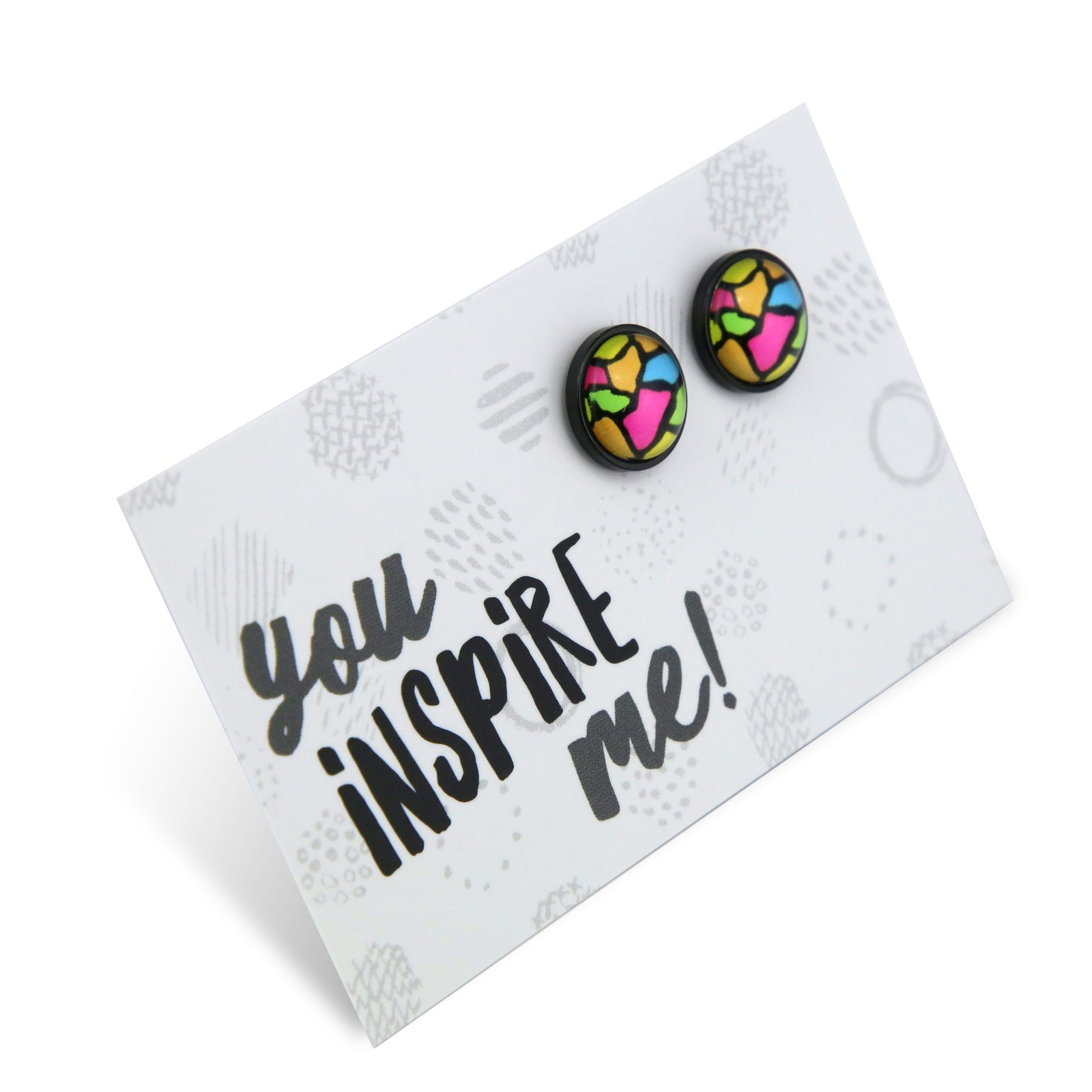 Strong Women Collection - You Inspire Me - Deluxe Stainless Steel Black Studs - Bright Giraffe (12334)