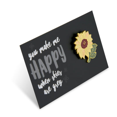 Lovely Pins! You Make Me Happy - Sunflower Enamel Badge Pin - (11645)