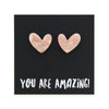 You Are Amazing - Resin Heart Studs - Peachy Pink Pearl (12264)