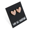 You Are Amazing - Resin Heart Studs - Peachy Pink Pearl (12264)