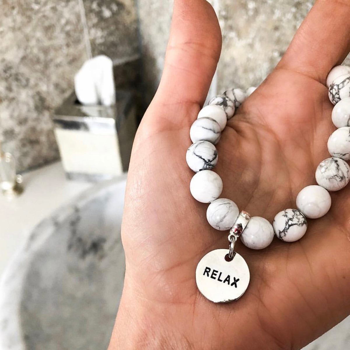 Create Your Own Bracelet - Stone Beads & Word Charm